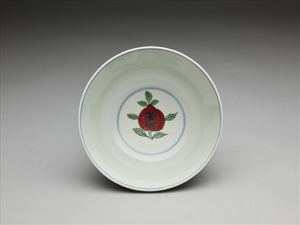 五彩靈芝紋壽字碗