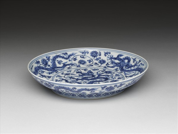 青花穿花龍紋盤