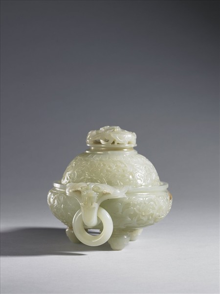 玉雕番蓮活耳爐