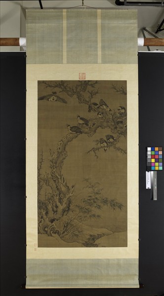 元人古木寒鴉圖　軸