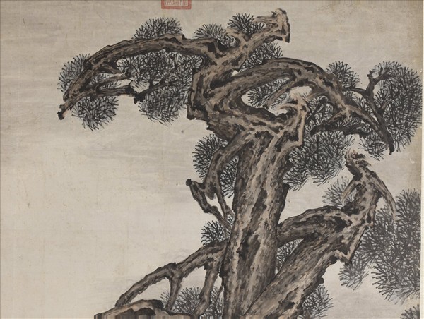 清陸𤾡長松圖　軸