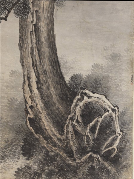 清陸𤾡長松圖　軸