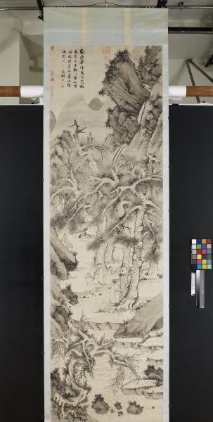 明文徵明松下觀泉圖　軸