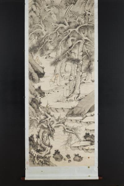 明文徵明松下觀泉圖　軸