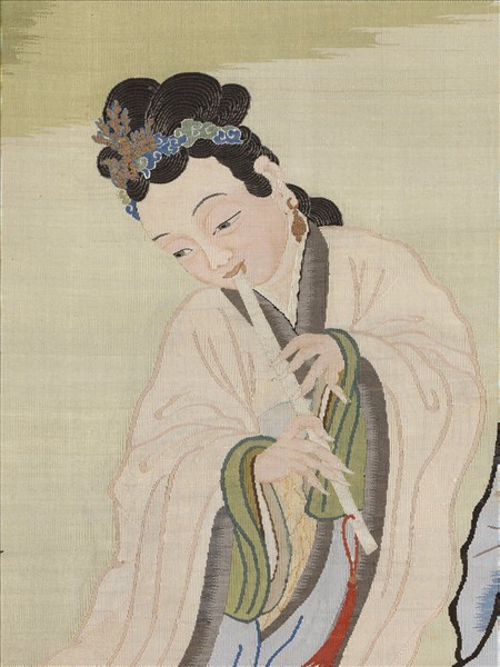 清緙絲仙姝獻瑞圖　軸