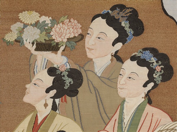 清緙絲仙姝獻瑞圖　軸