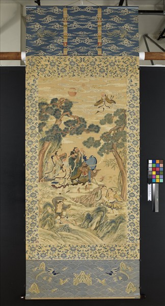 清緙絲群仙拱祝圖　軸