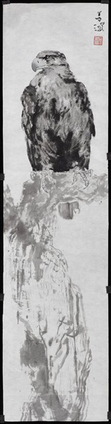 民國楊善深古木蒼鷹　未裱