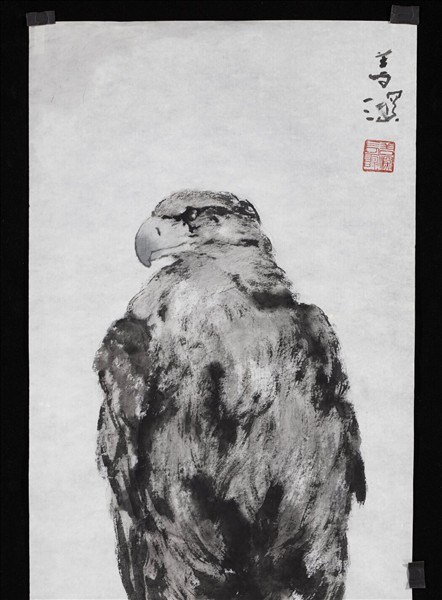 民國楊善深古木蒼鷹　未裱