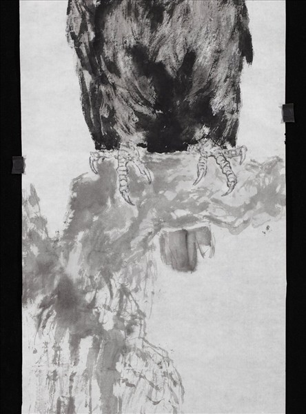 民國楊善深古木蒼鷹　未裱