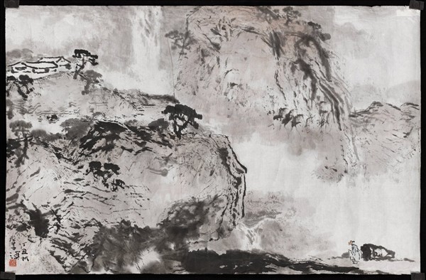 民國楊善深丁丑款山水橫式　未裱