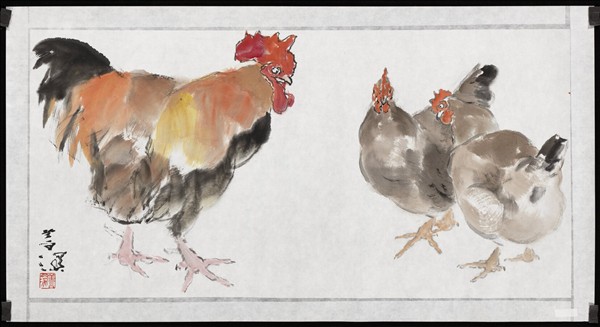 民國楊善深一雄二雌　未裱