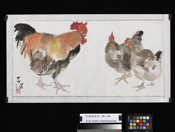 民國楊善深一雄二雌　未裱