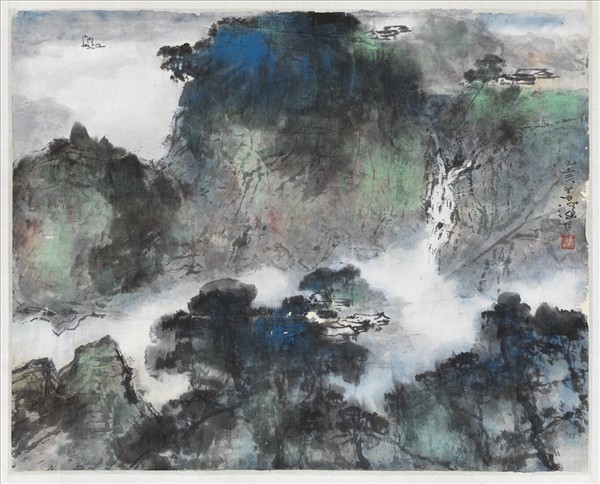 民國楊善深春山遠望　未裱