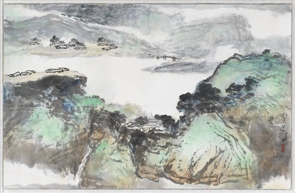 民國楊善深巖壑幽深　未裱