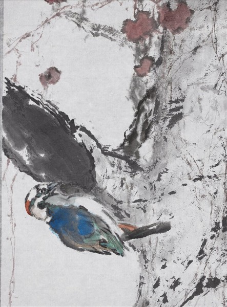 民國楊善深一樹斜陽啄木聲　未裱