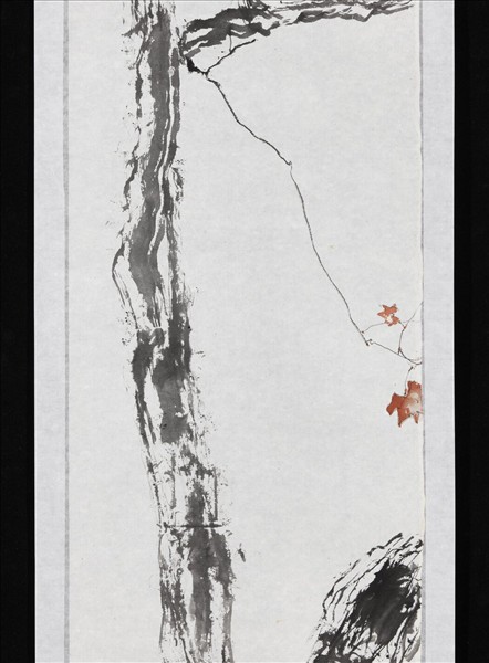 民國楊善深紅葉伯勞　未裱