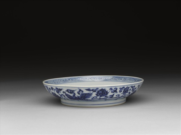 青花番蓮鳳紋盤