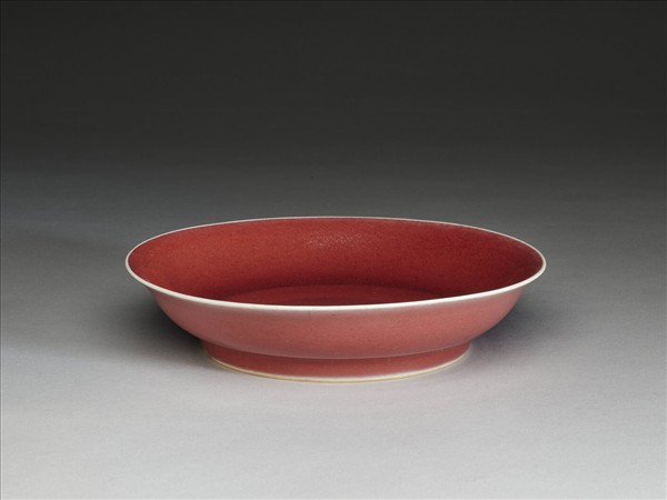 霽紅釉盤