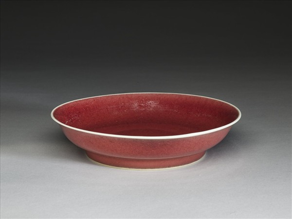 霽紅釉盤