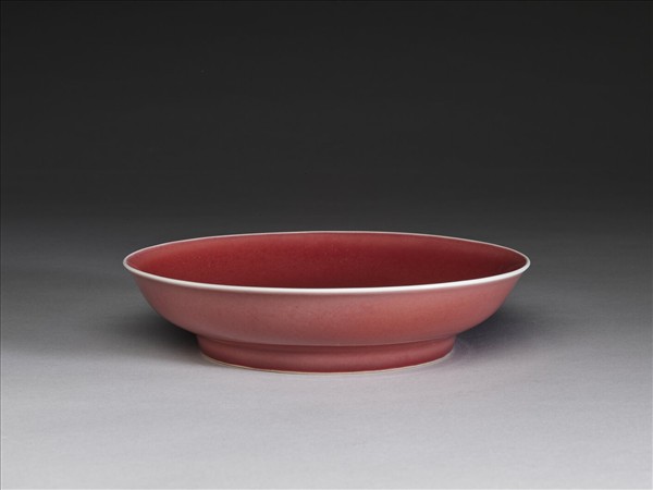 霽紅釉盤