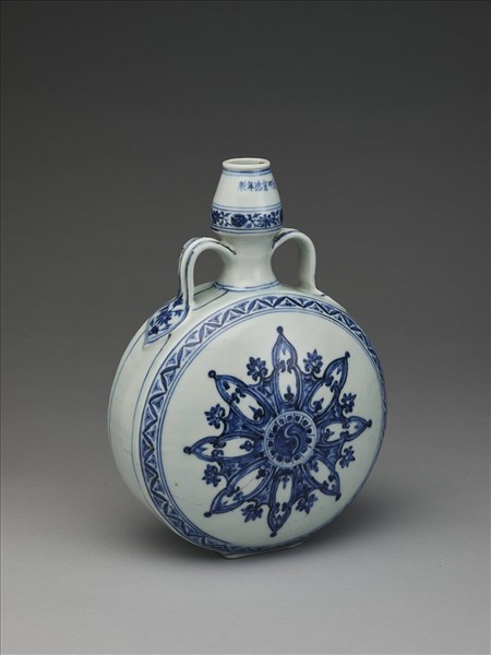 青花花卉紋雙耳葫蘆扁瓶