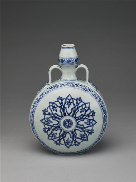 青花花卉紋雙耳葫蘆扁瓶