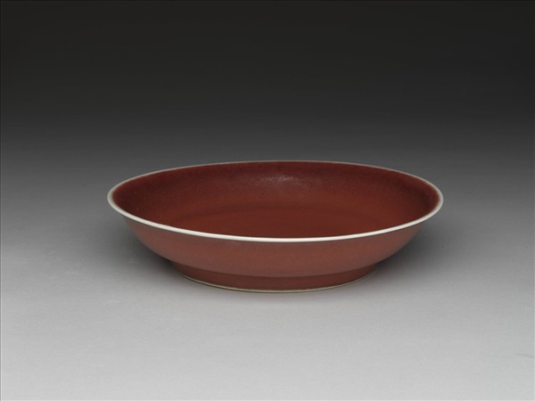 霽紅釉盤