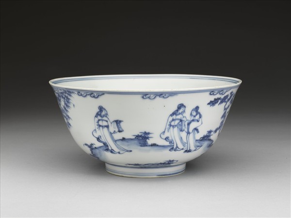 青花人物圖碗
