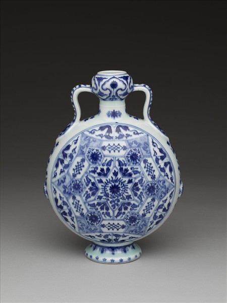 青花花卉紋扁壺