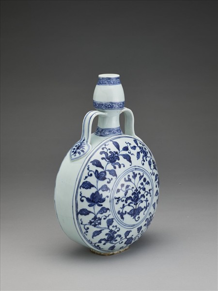 青花番蓮紋扁壺