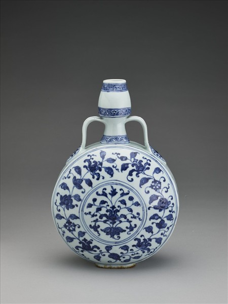 青花番蓮紋扁壺