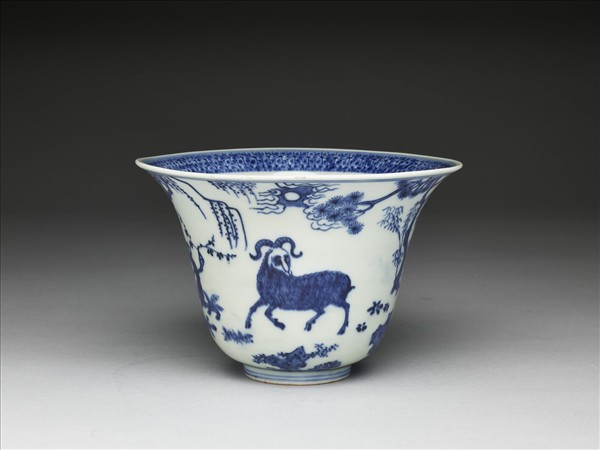 青花三羊開泰仰鐘式碗