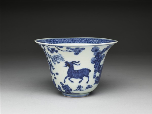青花三羊開泰仰鐘式碗
