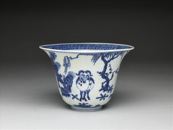 青花三羊開泰仰鐘式碗