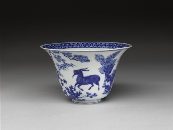 青花三羊開泰仰鐘式碗