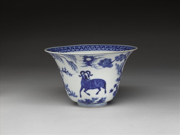 青花三羊開泰仰鐘式碗