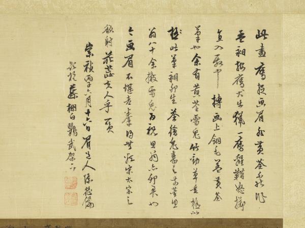 元王淵鷹逐畫眉　軸