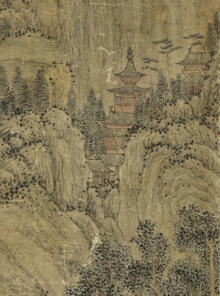 元王蒙長松飛瀑　軸