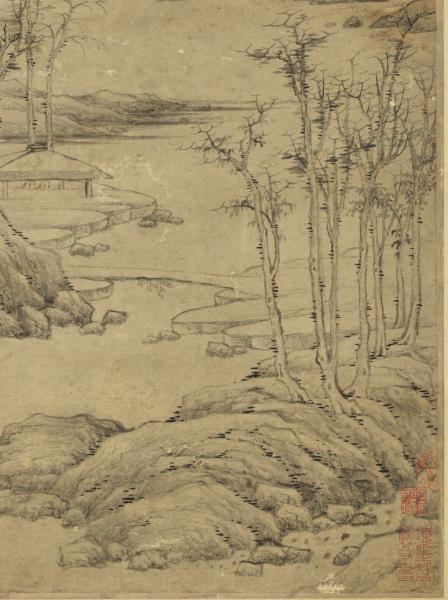 元倪瓚萬壑秋亭　軸