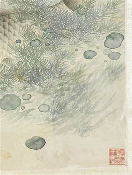 清沈煥蓮塘魚戲　軸