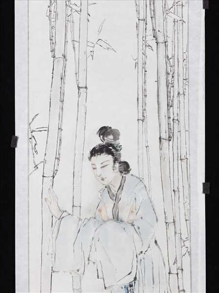 民國楊善深翠袖倚竹　未裱