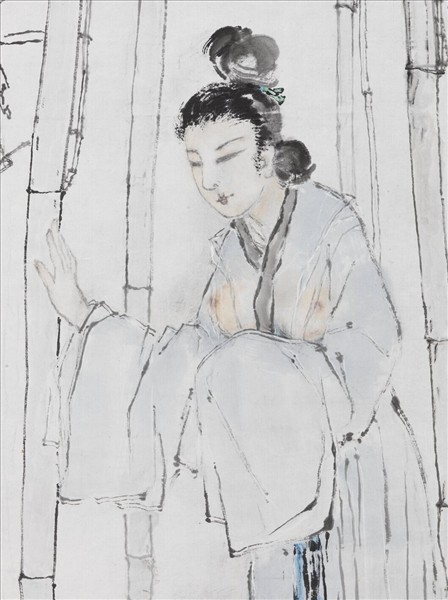 民國楊善深翠袖倚竹　未裱