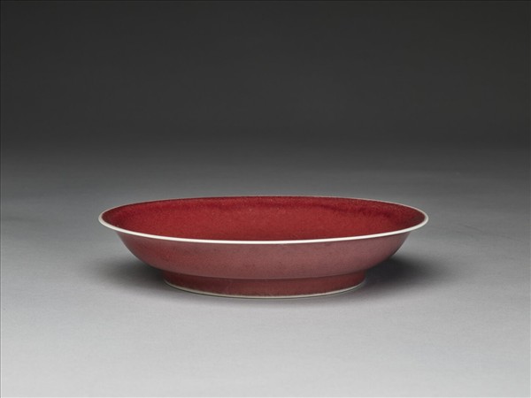 霽紅釉盤