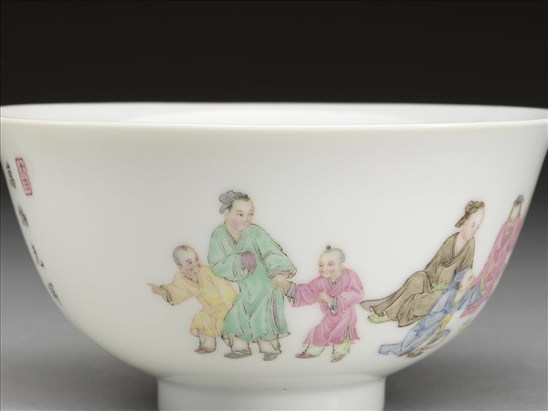 琺瑯彩堯民土釀圖茶碗