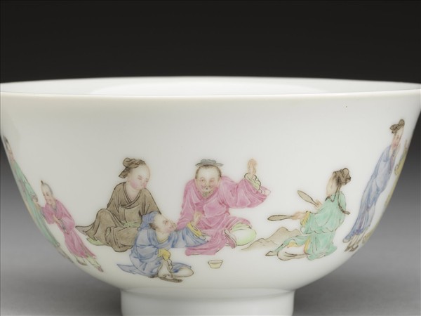 琺瑯彩堯民土釀圖茶碗