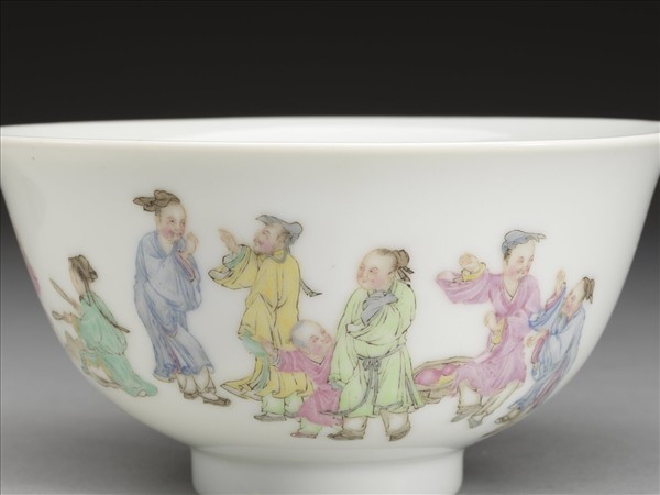 琺瑯彩堯民土釀圖茶碗