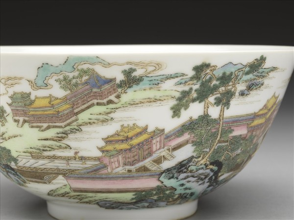 琺瑯彩山水樓閣圖碗