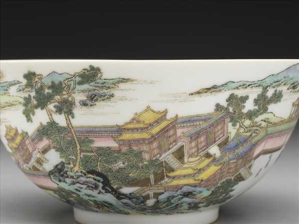 琺瑯彩山水樓閣圖碗