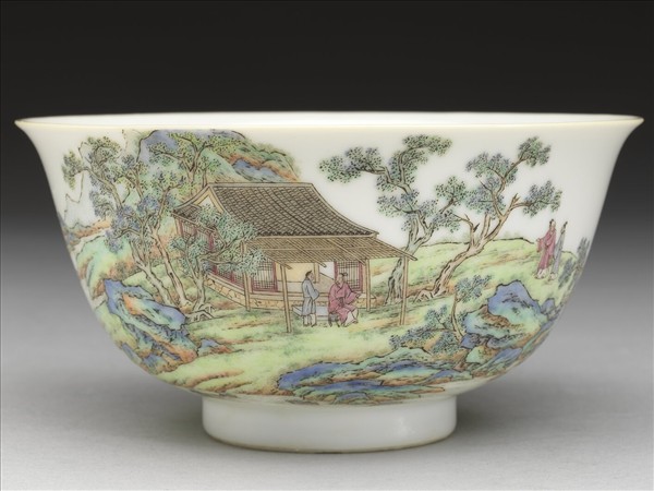 琺瑯彩山水人物碗